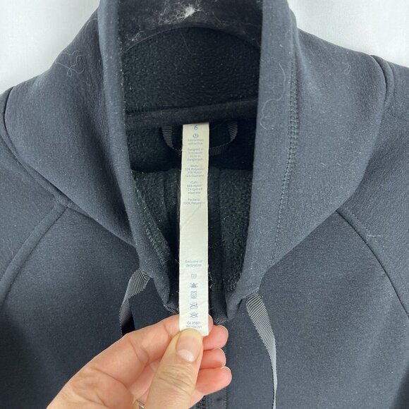 Lululemon Black Fleece-Lined Light Fall Athletic Jacket Women's Size 6 - Picture 2 of 10